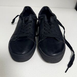 Black Leather woman Sneakers